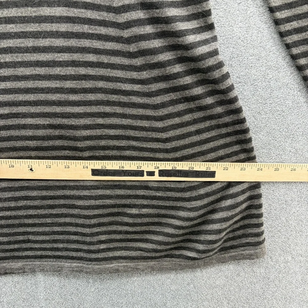 Eileen Fisher Sweater Dress Medium Gray Stripe Merino Alpaca Lightweight Swing - Picture 12 of 13